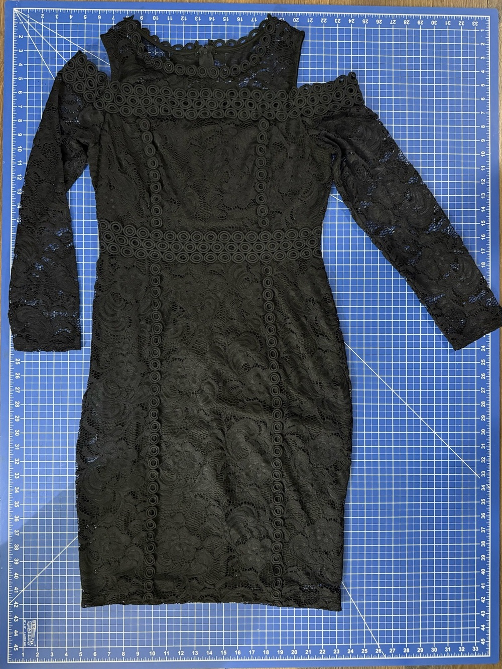 Bisou Bisou Black Lace Cold Shoulder Dress Size 14 Goth Romantic witchy